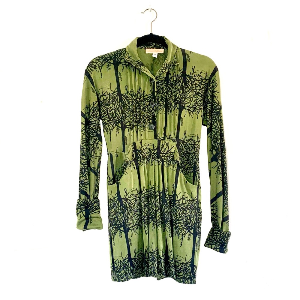 Mara Hoffman Green Sleeved Utility Shirt Dress